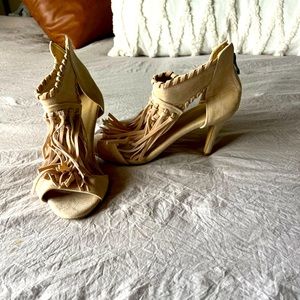 Frayed Leather High Heels